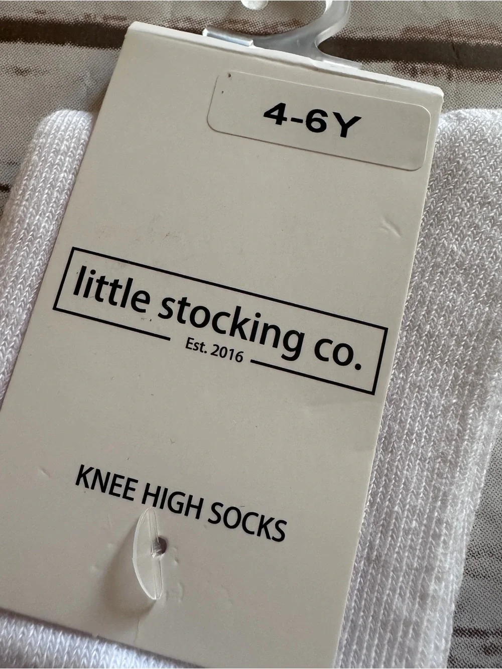 Little Stocking Co. White Knee High Socks with Rainbow Stripes